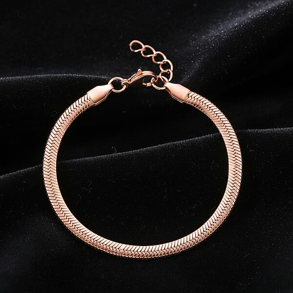 Snake Chain Bracelet In ION Plated RG Stainless Steel (7.0-8.0In)