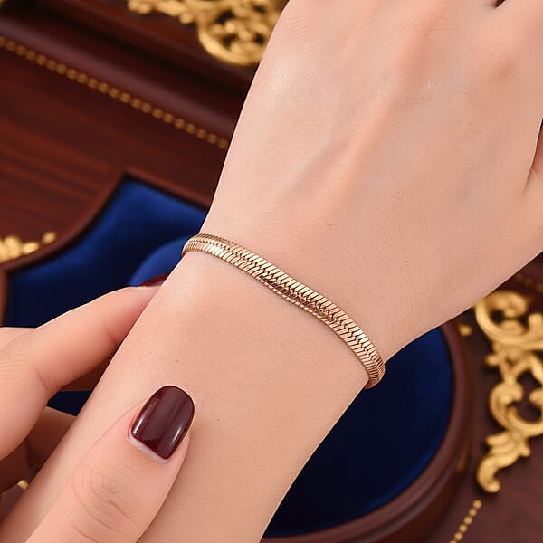 Snake Chain Bracelet In ION Plated RG Stainless Steel (7.0-8.0In)