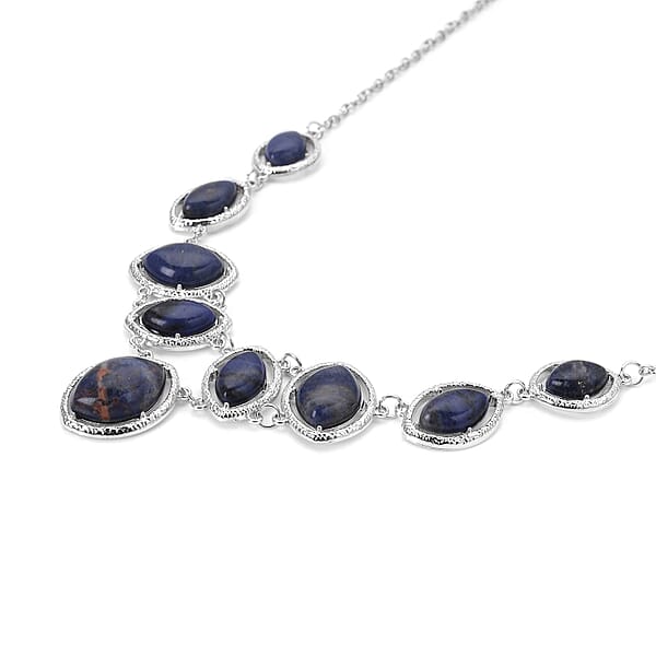 Sodalite 125.00 Ctw Necklace In Silvertone 18-20 Inches