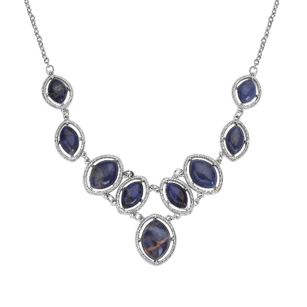 Sodalite 125.00 ctw Necklace in Silvertone 18-20 Inches