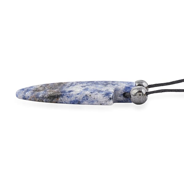 Sodalite And Lava 42.00 Ctw Arrowhead Necklace With Black Cord (14 Inches)