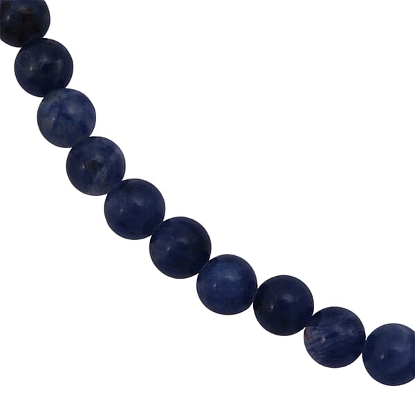 Sodalite Beaded Necklace With Magnetic Lock In Sterling Silver 140.00 Ctw (18 Inches)