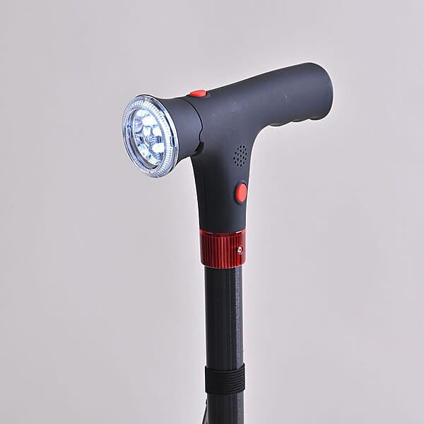 Soulsmart Black 2 Handles Foldable Smart Easy Up Cane With LED Light (2xAAA Batteries Not Included)