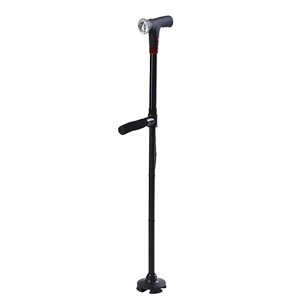 Soulsmart Black 2 Handles Foldable Smart Easy Up Cane With LED Light (2xAAA Batteries Not Included)