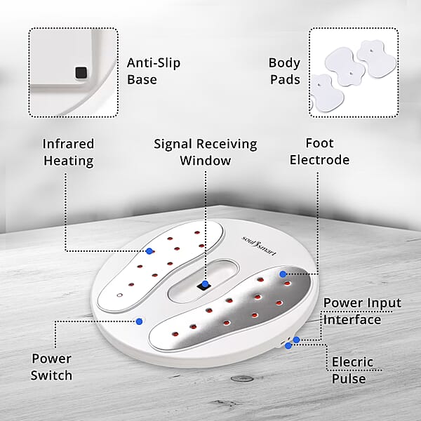 Soulsmart EMS Heating Foot Massager With 2 Electrode Body Pads (2xAA Batteries Not Included)