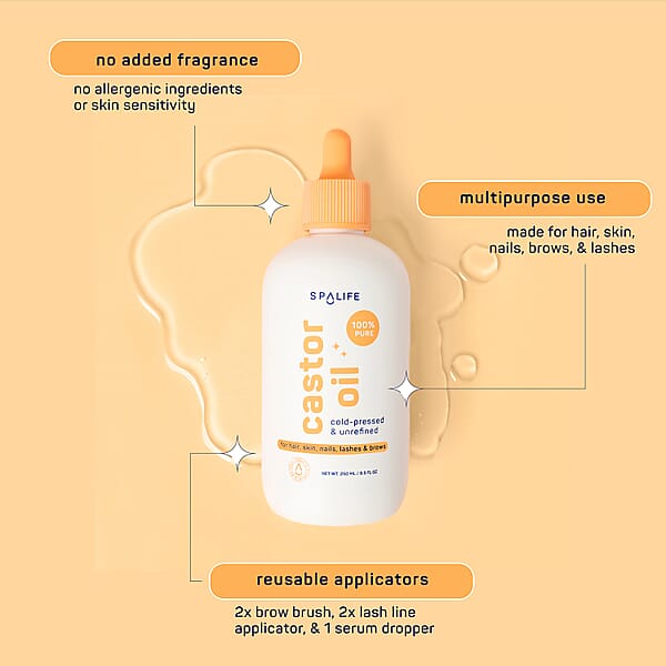 SpaLife Multi-Purpose Castor Oil Serum - Peach Bottle With Pump