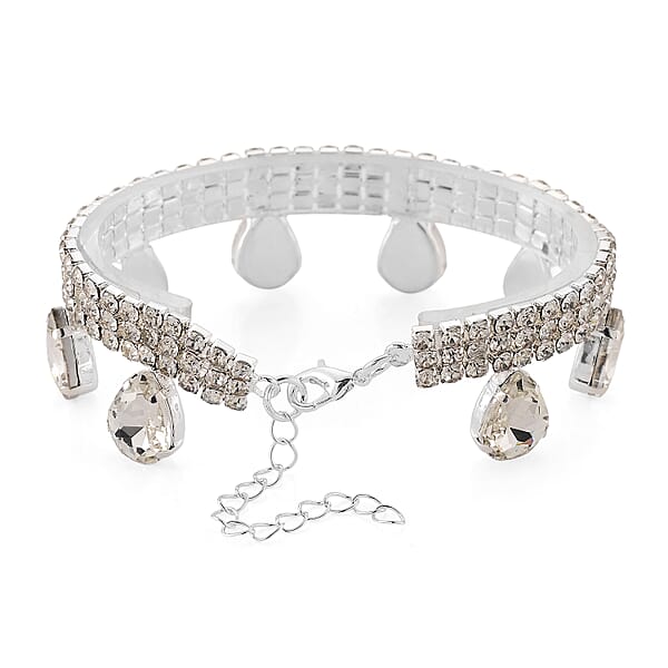 Sparkling Austrian Crystal Dripping Bracelet In Silvertone (7.50-9.50In)