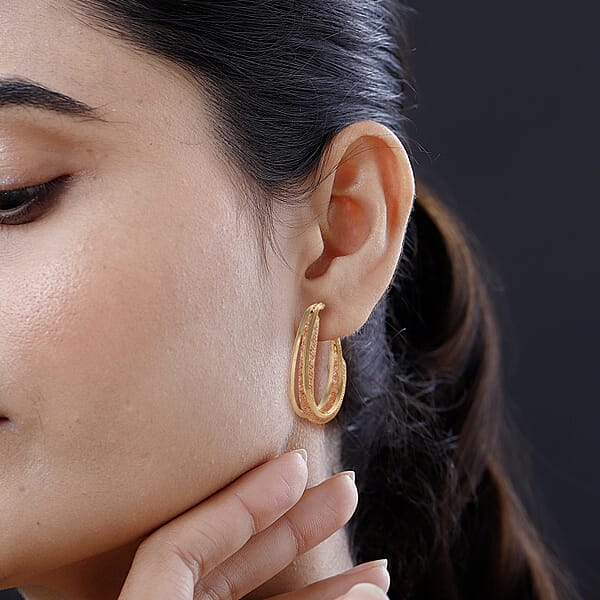 Sparkly Champagne Austrian Crystal Infinity Inside Out Hoop Earrings In Rosetone