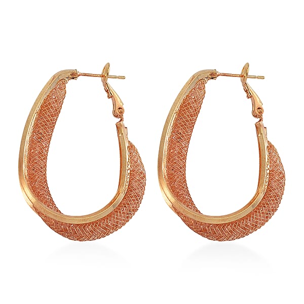 Sparkly Champagne Austrian Crystal Infinity Inside Out Hoop Earrings In Rosetone