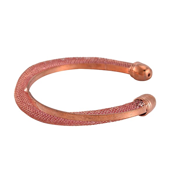 Sparkly Pink Austrian Crystal Infinity Cuff Bracelet In Rosetone (Size 7.00 In)