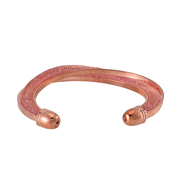 Sparkly Pink Austrian Crystal Infinity Cuff Bracelet In Rosetone (Size 7.00 In)
