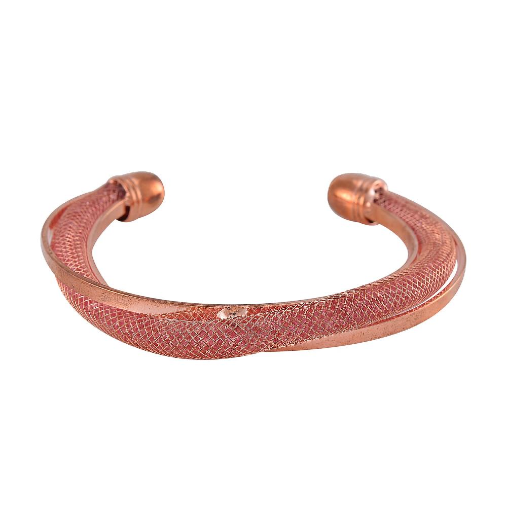Sparkly Pink Austrian Crystal Infinity Cuff Bracelet in Rosetone (Size 7.00 In)