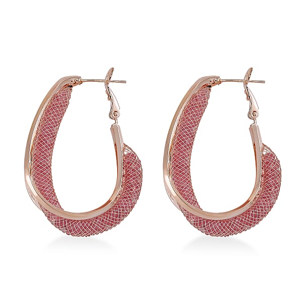 Sparkly Pink Austrian Crystal Infinity Inside Out Hoop Earrings In Rosetone