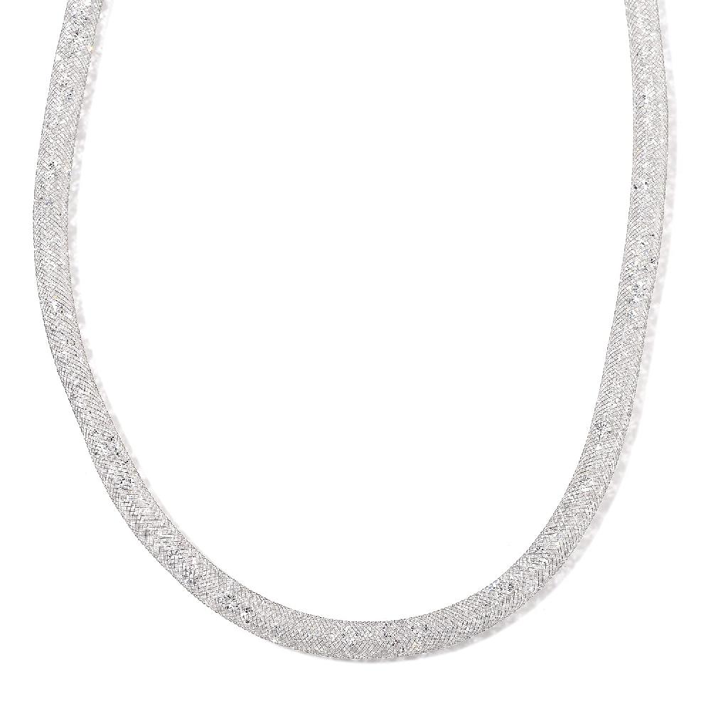 Sparkly White Austrian Crystal Infinity Necklace in Silvertone (20-22 Inches)