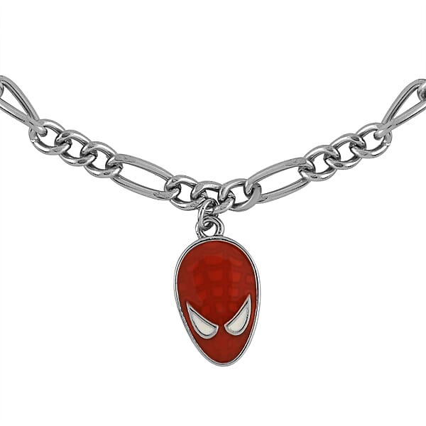 Spider-Man Figaro Red Enamel Face Bracelet In Silvertone (7.00 In)