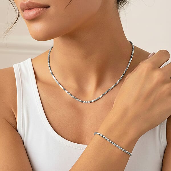 Spiga Chain Bracelet (8.50In) And Necklace 24 Inches In Stainless Steel