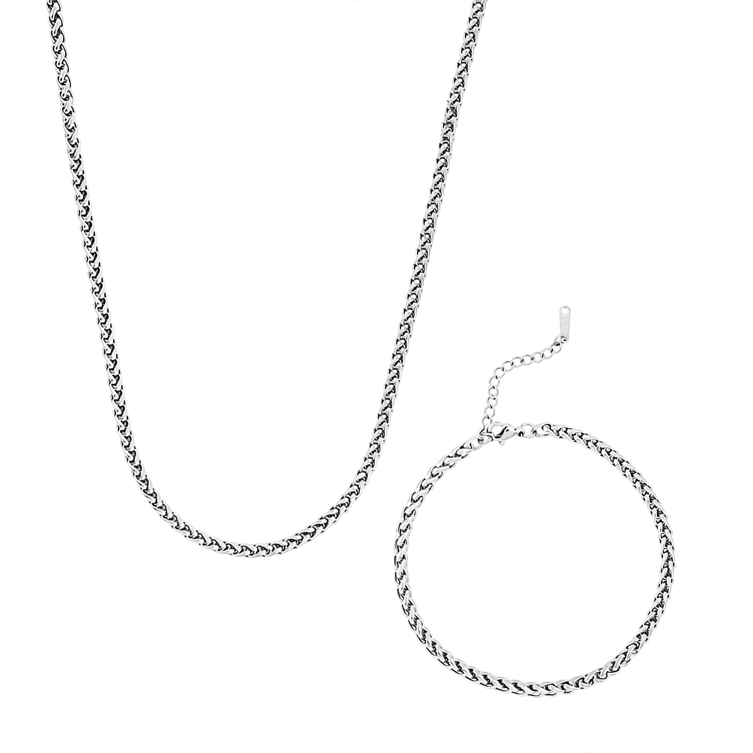 Spiga Chain Bracelet (8.50In) and Necklace 24 Inches in Stainless Steel