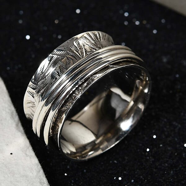 Spinner Ring In Sterling Silver Anxiety Ring For Women Fidget Rings For Anxiety For Women Stress Relieving Anxiety Ring (5.85 G)