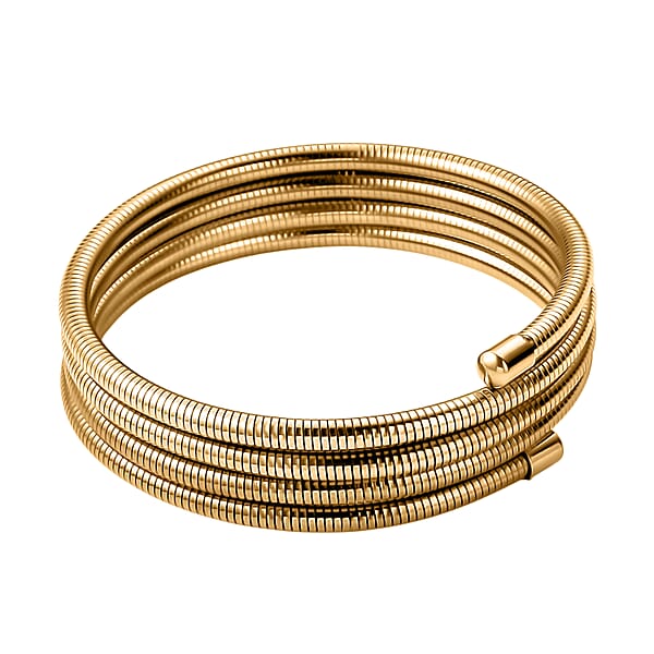 Spiral Coil Bangle Bracelet In ION Plated YG Stainless Steel (7.50 Inches)