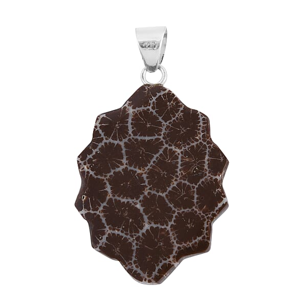 Sponge Coral Brown Fancy Pendant Without Chain In Sterling Silver