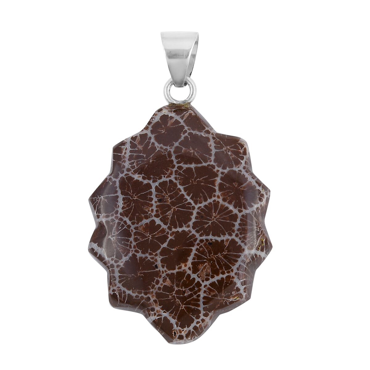 Sponge Coral Brown Fancy Pendant without Chain in Sterling Silver