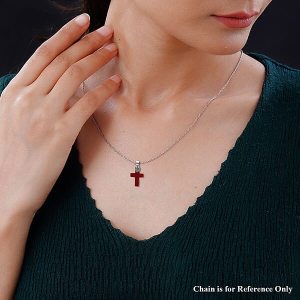 Sponge Coral Cross Pendant Without Chain In Sterling Silver