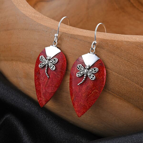 Sponge Coral Dangle Earrings In Sterling Silver Drop Silver Earrings Beach Fashion Jewelry