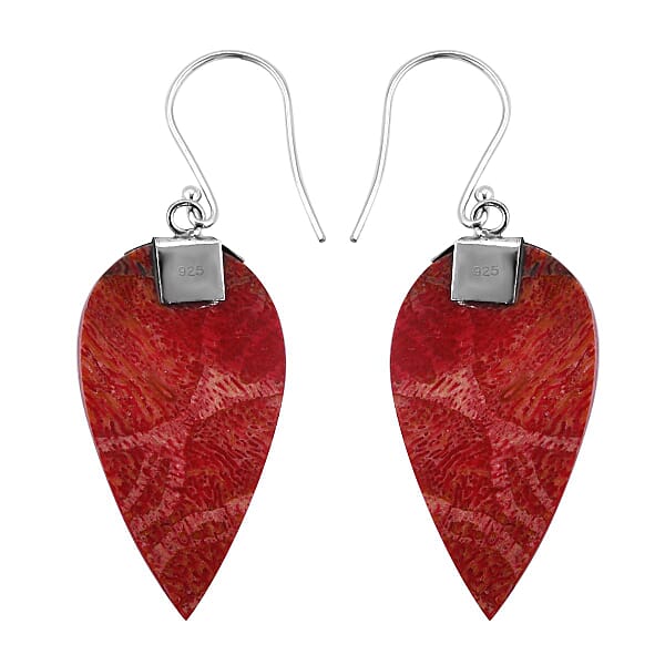 Sponge Coral Dangle Earrings In Sterling Silver Drop Silver Earrings Beach Fashion Jewelry