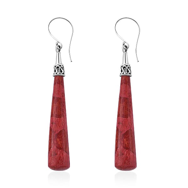 Sponge Coral Drop Earrings In Sterling Silver