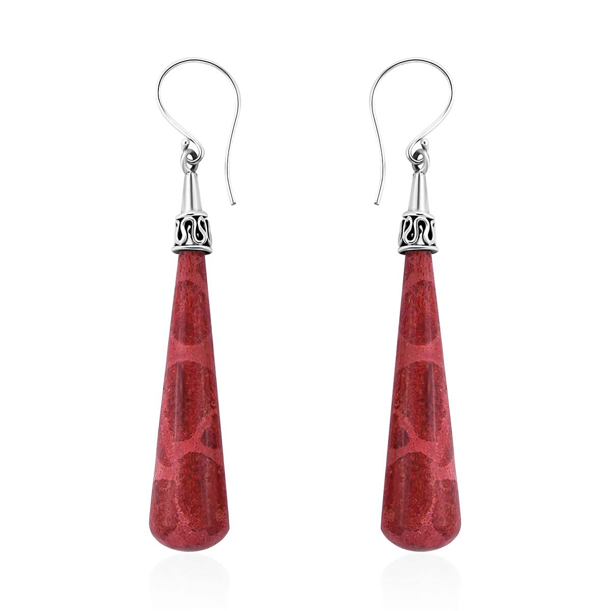 Sponge Coral Drop Earrings in Sterling Silver