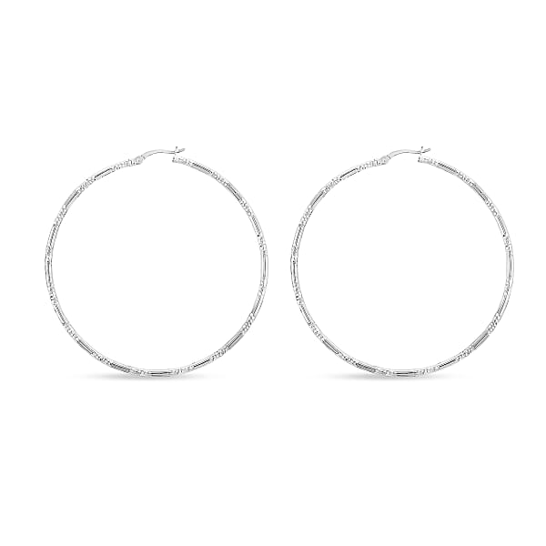 Station Grove Hoop Earrings In Sterling Silver 6.2 Grams