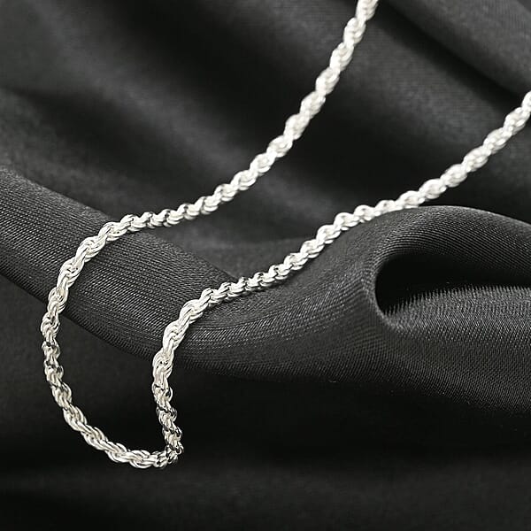 Sterling Silver 2mm Rope Chain Necklace 16 Inches 5.4 Grams