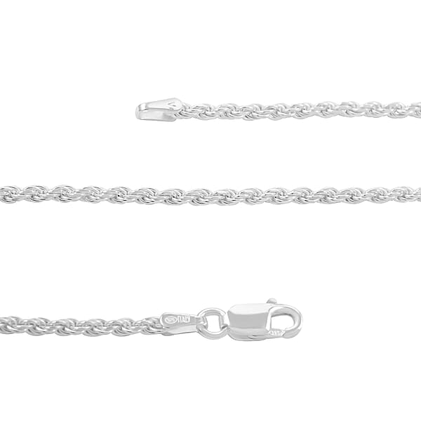 Sterling Silver 2mm Rope Chain Necklace 16 Inches 5.4 Grams