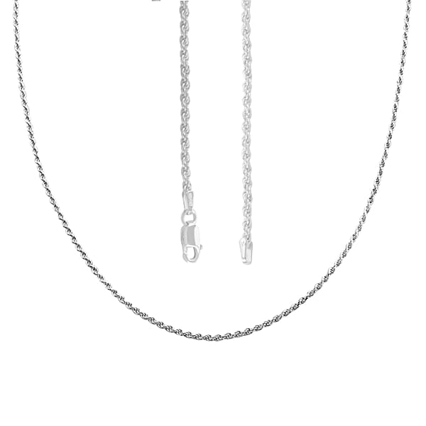 Sterling Silver 2mm Rope Chain Necklace 16 Inches 5.4 Grams