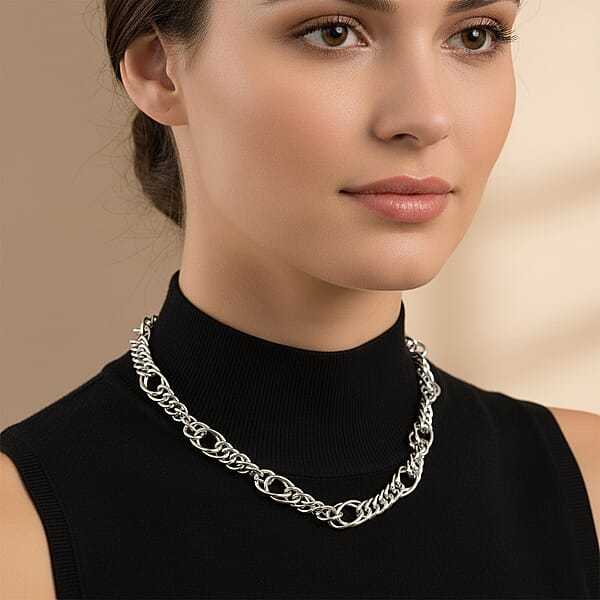 Sterling Silver 5.9mm Fancy Link Chain Necklace 20 Inches 13.2 Grams