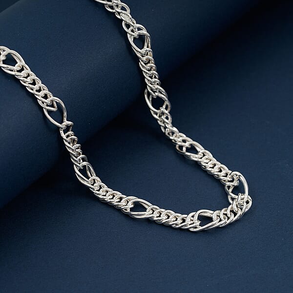 Sterling Silver 5.9mm Fancy Link Chain Necklace 24 Inches 15.7 Grams