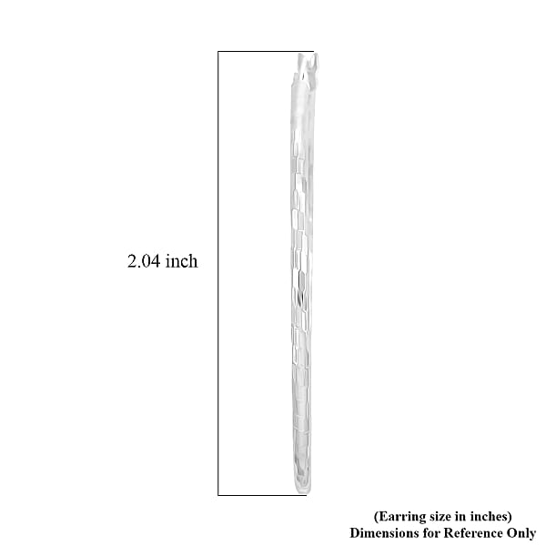 Sterling Silver 50mm X 2mm Station Groove Hoop Earrings 4.95 Grams