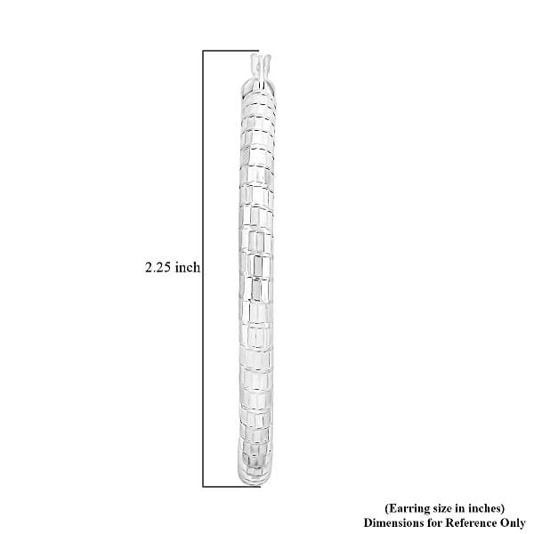 Sterling Silver 50mmx4mm Spiral Groove Hoop Earrings 10 Grams