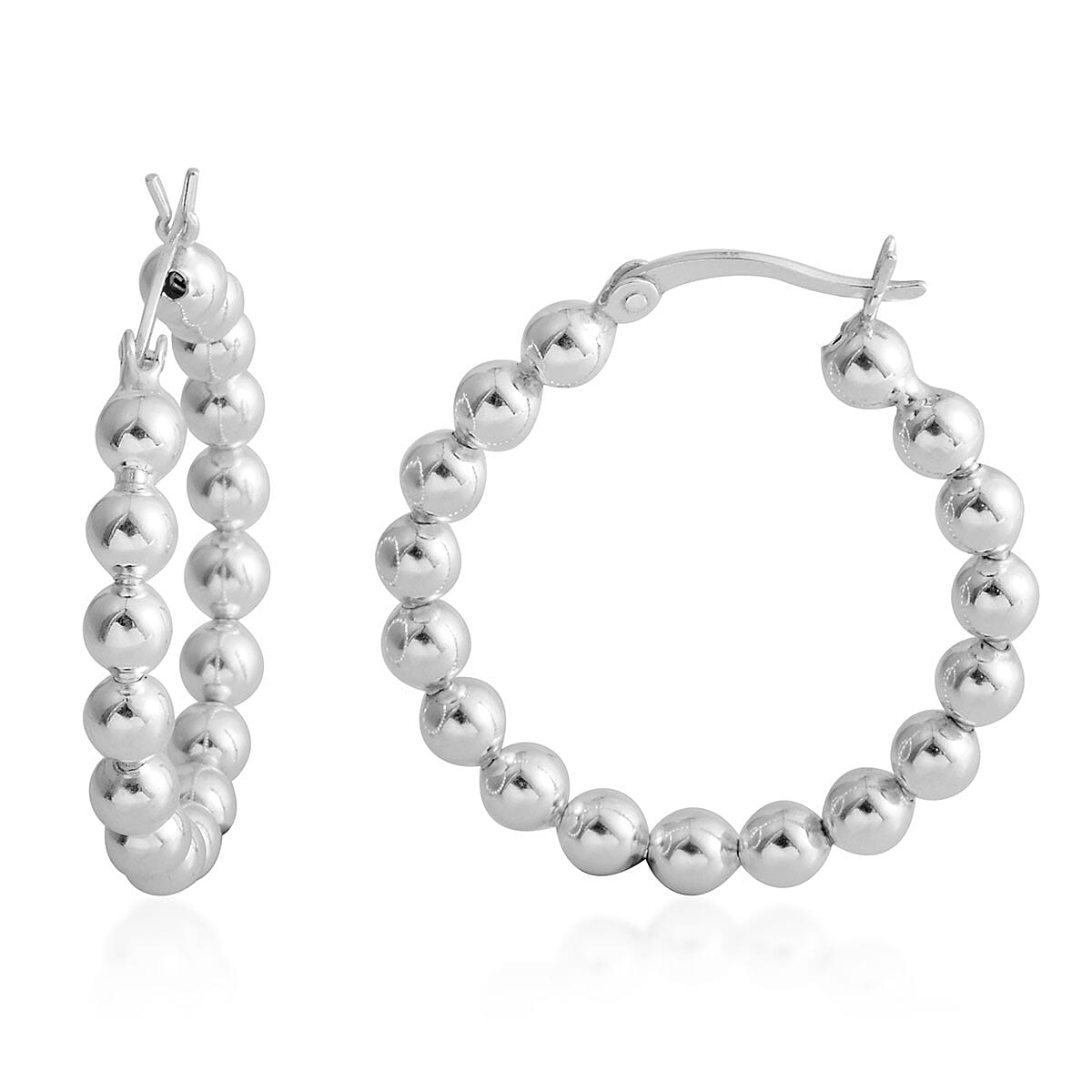 Sterling Silver Beaded Hoop Earrings 4.30 Grams