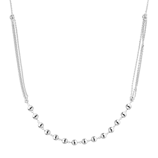 Sterling Silver Beaded Link Chain Necklace 24 Inches 4 Grams