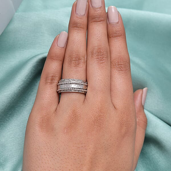 Sterling Silver Best Mom Spinner Ring Anxiety Ring For Women Fidget Rings For Anxiety For Women Stress Relieving Anxiety Ring Promise Rings (7.75 G)