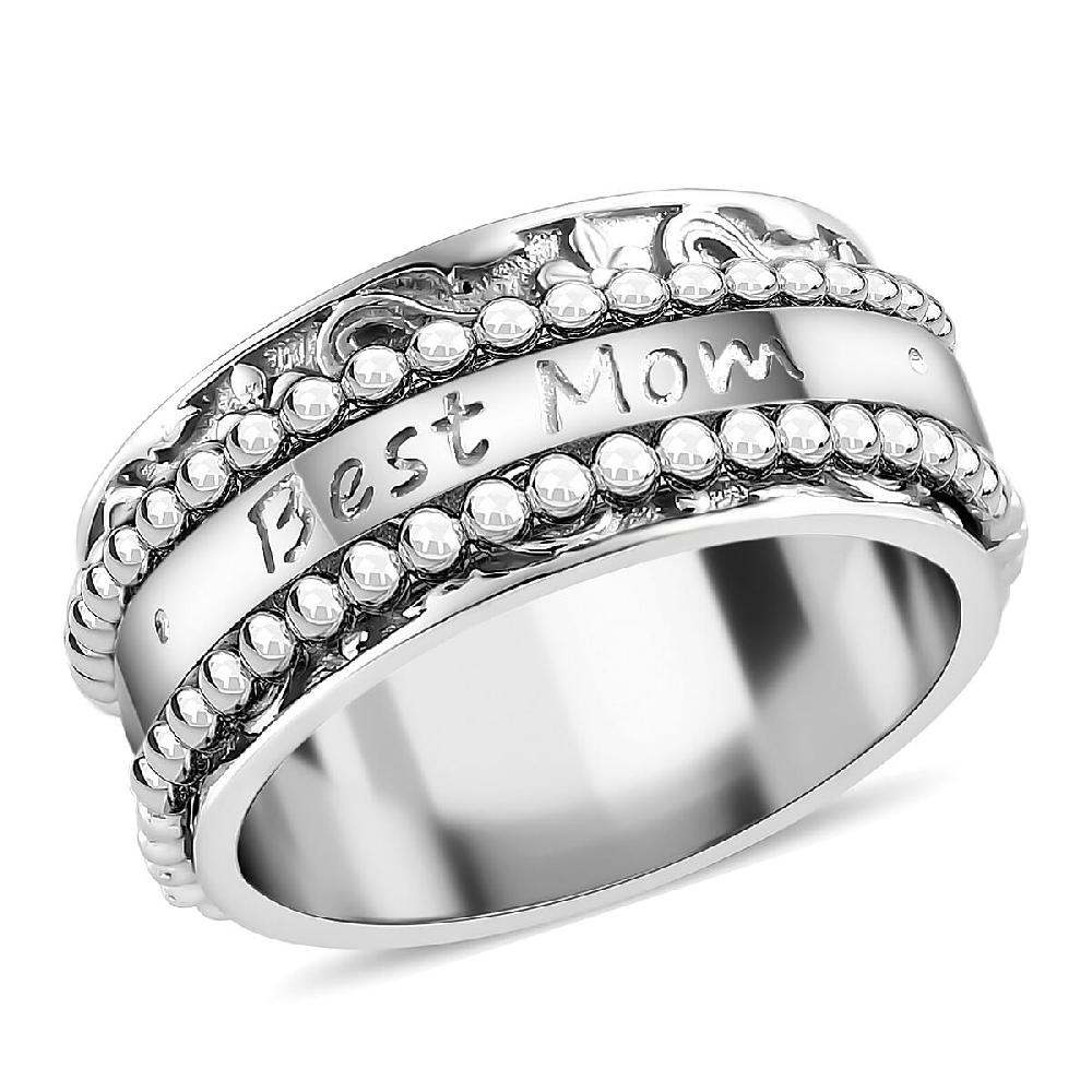 Sterling Silver Best Mom Spinner Ring Anxiety Ring for Women Fidget Rings for Anxiety for Women Stress Relieving Anxiety Ring Promise Rings (7.75 g)