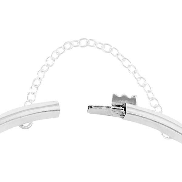 Sterling Silver Checkered Diamond Cut Bangle Bracelet (7 In) 7.7 Grams