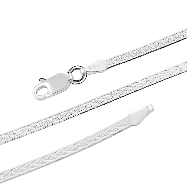 Sterling Silver Criss Cross Herringbone Chain Necklace (18 Inches) (3.40 Grams)