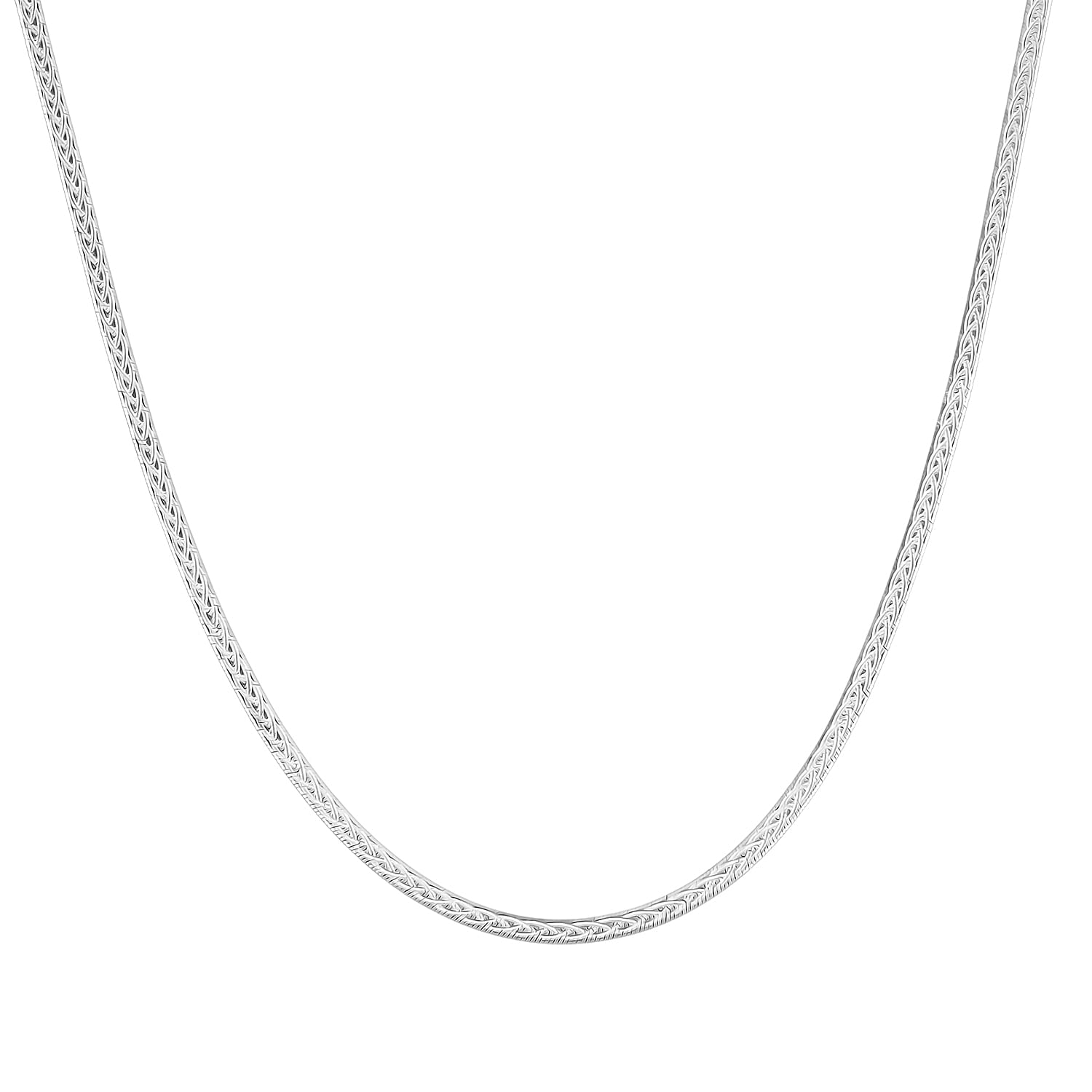 Sterling Silver Criss Cross Herringbone Chain Necklace (18 Inches) (3.40 Grams)