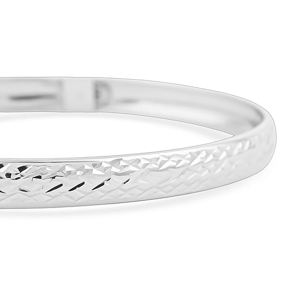 Sterling Silver Diamond Cut Bangle Bracelet (7.50 In) 4.50 Grams