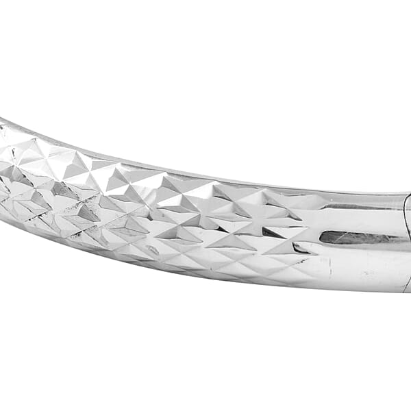 Sterling Silver Diamond Cut Chevron Bangle Bracelet (7 In) 8.10 Grams