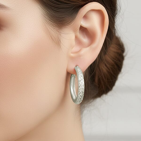 Sterling Silver Diamond Cut Hoop Earrings 2.60 Grams