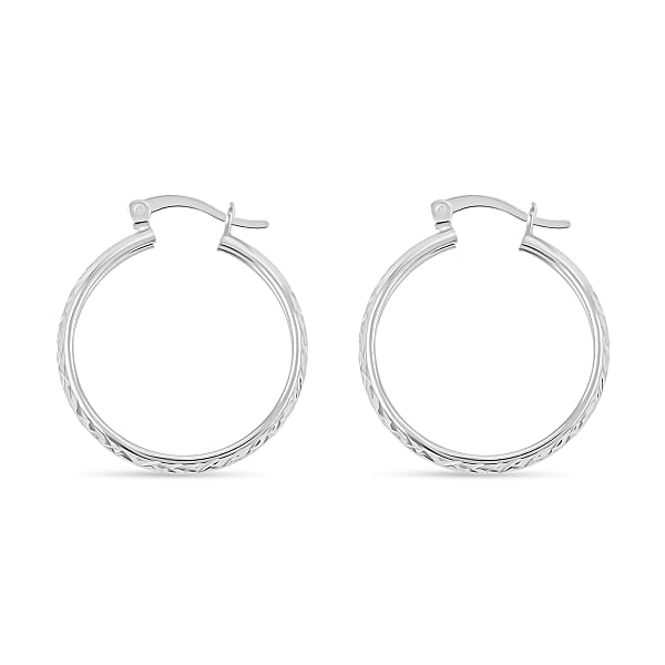 Sterling Silver Diamond Cut Hoop Earrings 2.60 Grams