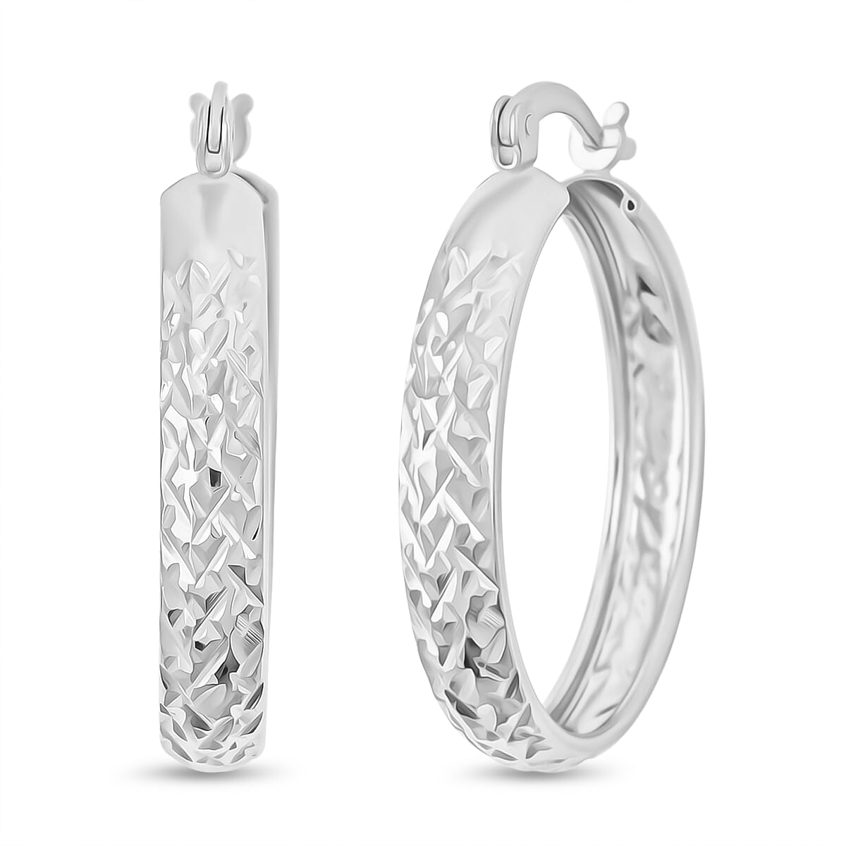 Sterling Silver Diamond Cut Hoop Earrings 2.60 Grams